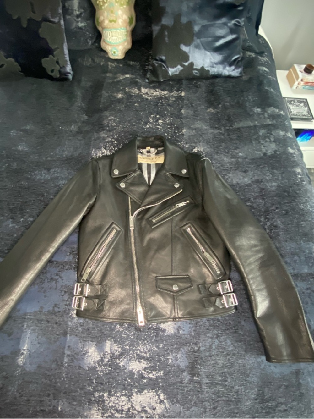 Burberry Black Leather Moto Bomber Jacket - Men's - Picture 2 of 6